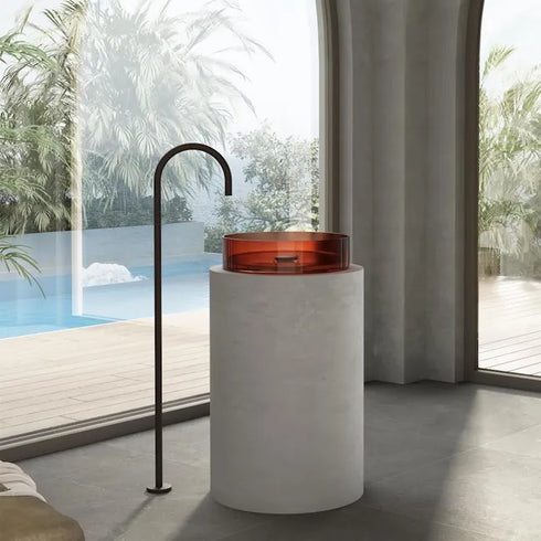 Wow Translucency Round Above Counter Basin Amber Brown